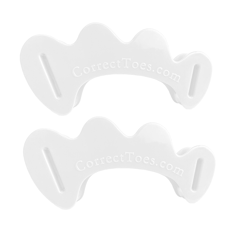 Clear Correct Toes Original toe spacers with curved design and slot openings, pair shown.