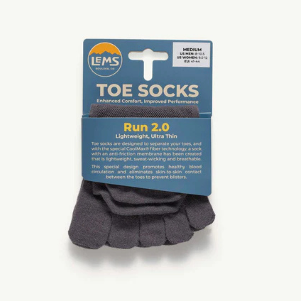 Lems Run No-Show Toesock - Dark Grey