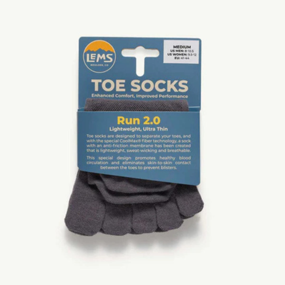 Lems Run No-Show Toesock - Dark Grey