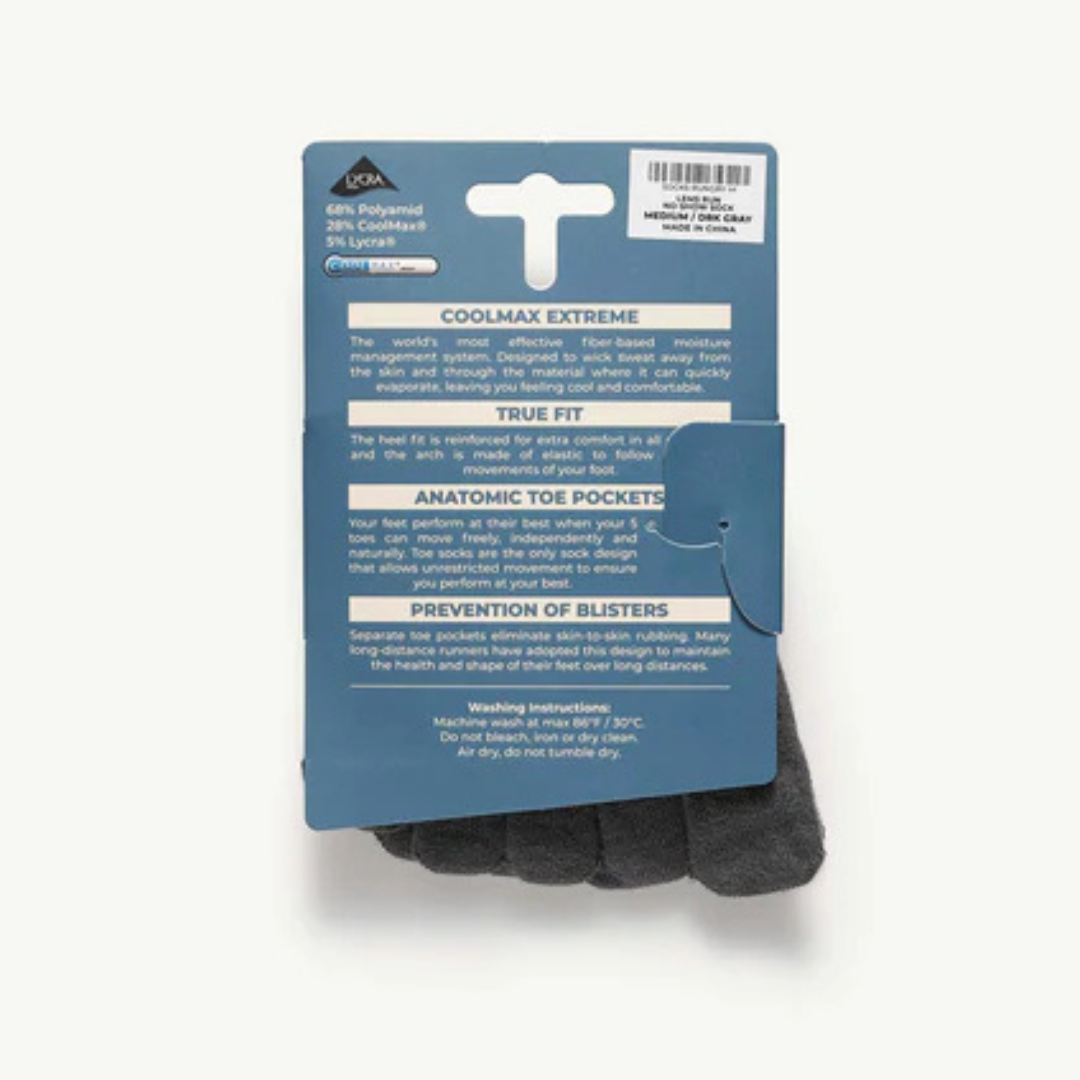 Lems Run No-Show Toesock - Dark Grey