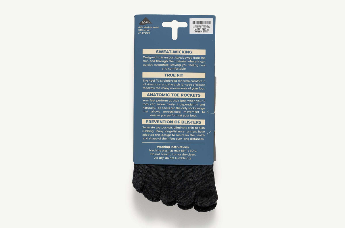 Lems Outdoor Crew Toesock - Black